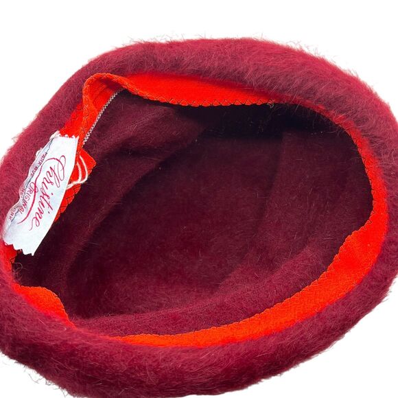 Retro Hat Felted Fur Christine Original Park Ave New York Fur Berry Red 1950s main image 15